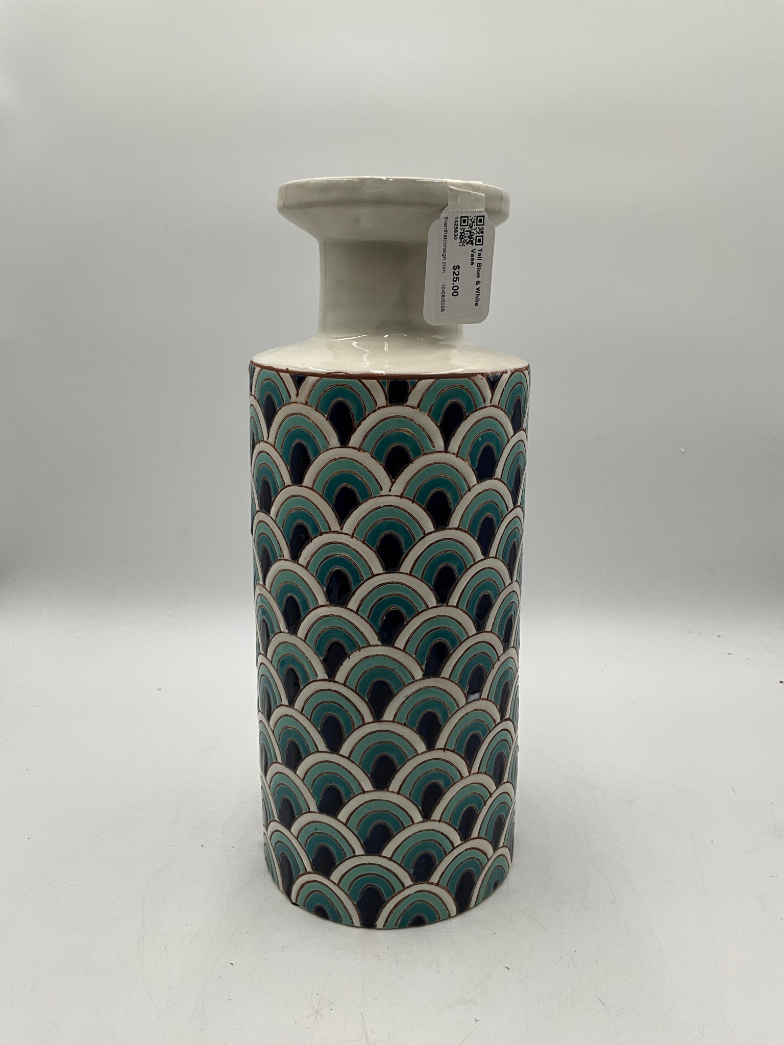 Tall Blue & White Vase